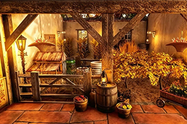 Farm camp interior scene