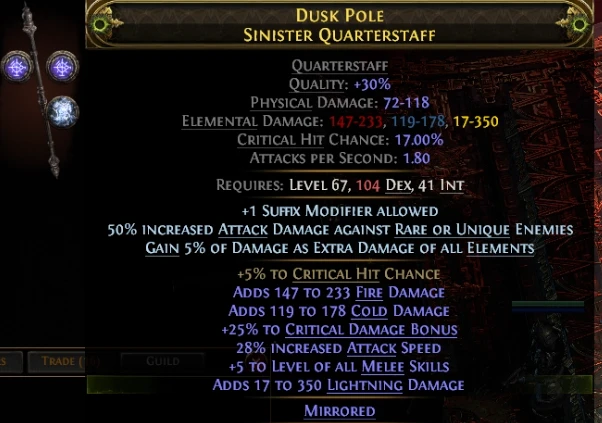 DUSK POLE SINISTER QUARTERSTAFF