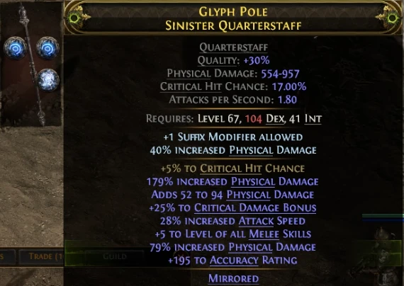 GLYPH POLE SINISTER QUARTERSTAFF