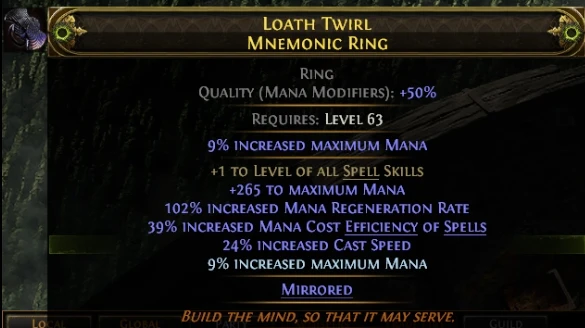 +1 TO LEVEL OF ALL SPELL SKILLS MANA RING