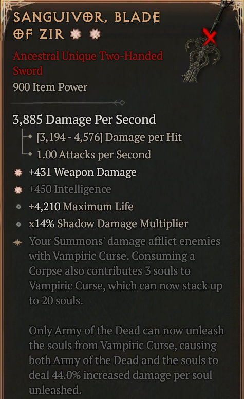 SANGUIVOR BLADE OF ZIR#231219