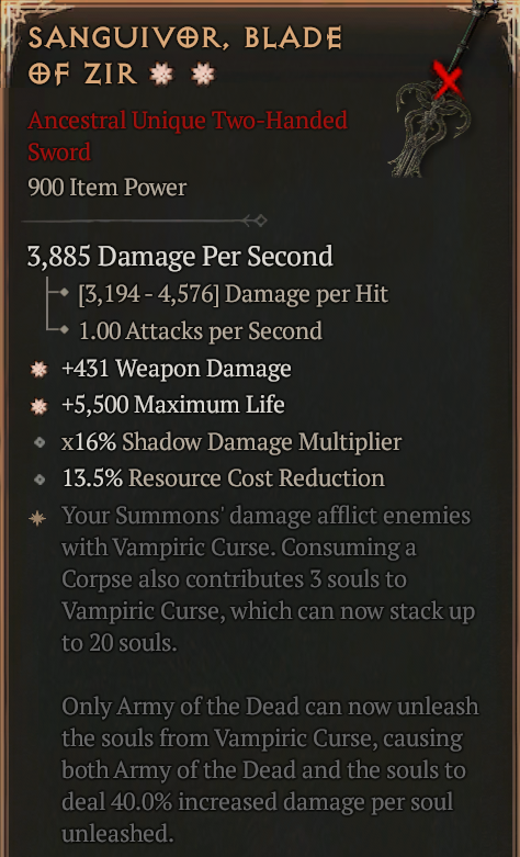 SANGUIVOR BLADE OF ZIR#34160