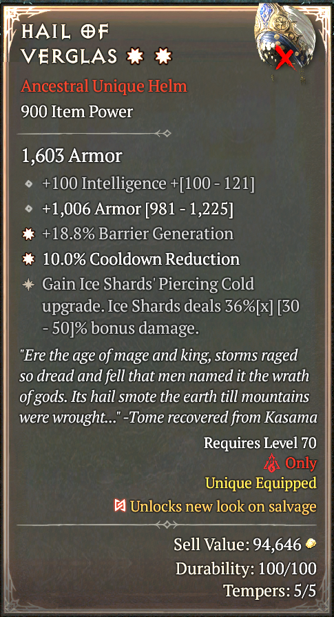 HAIL OF VERGLAS#851620