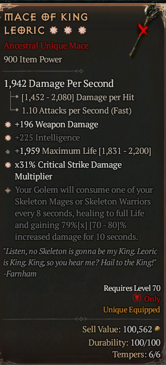 MACE OF KING LEORIC#70979