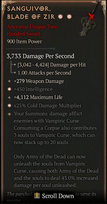 SANGUIVOR BLADE OF ZIR#231268