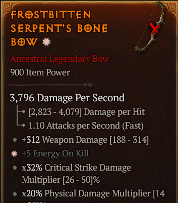 Frostbitten Serpent's Bone Bow#897133